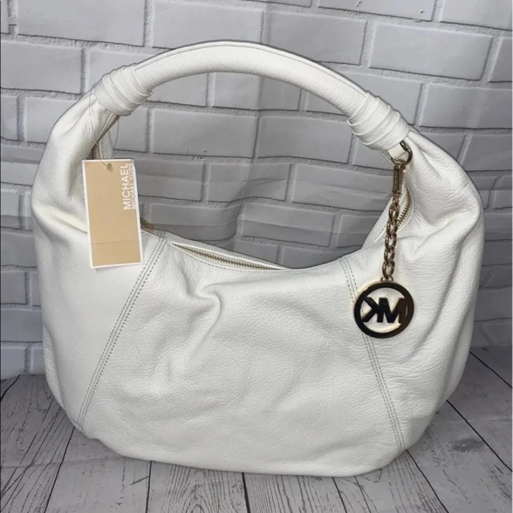 Michael kors white leather shoulder bag